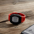 MAJESTY Digital Electronic 3ATM WR LCD Dial - Black Case Mens Watch with Red TUP Strap