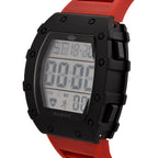 MAJESTY Digital Electronic 3ATM WR LCD Dial - Black Case Mens Watch with Red TUP Strap