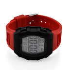 MAJESTY Digital Electronic 3ATM WR LCD Dial - Black Case Mens Watch with Red TUP Strap