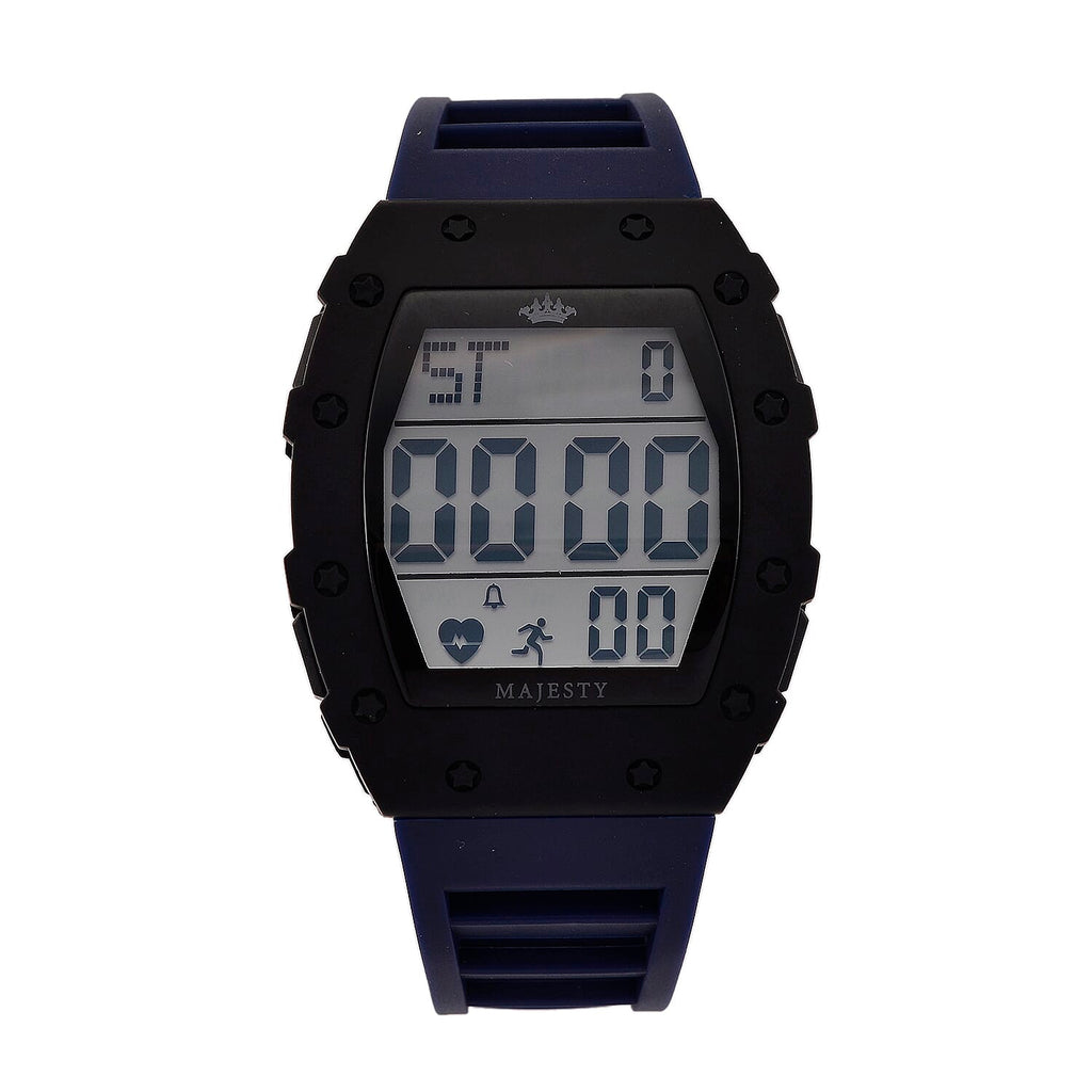 MAJESTY Digital Electronic 3ATM WR LCD Dial - Black Case Mens Watch with Blue TUP Strap