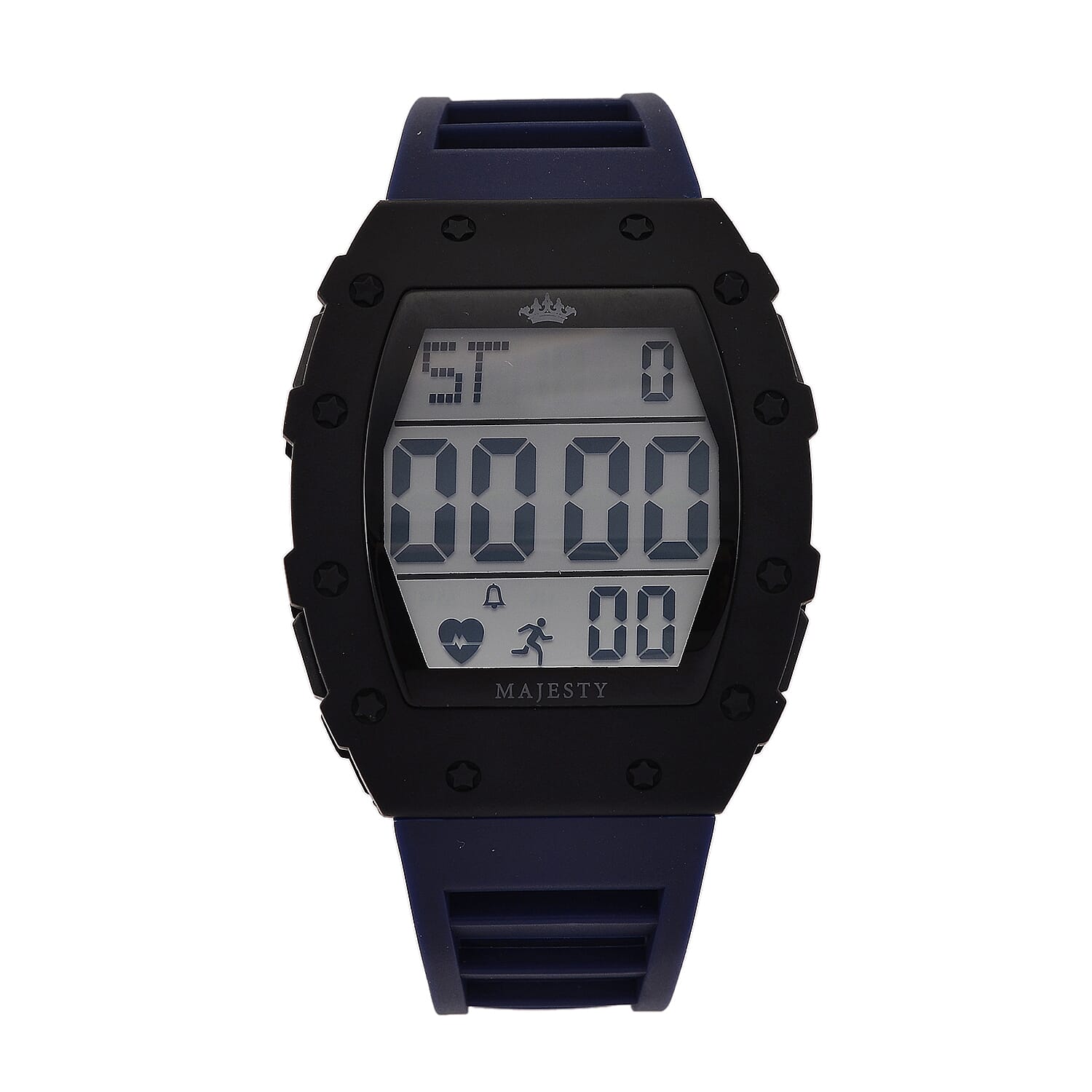 MAJESTY Digital Electronic 3ATM WR LCD Dial - Black Case Mens Watch with Blue TUP Strap