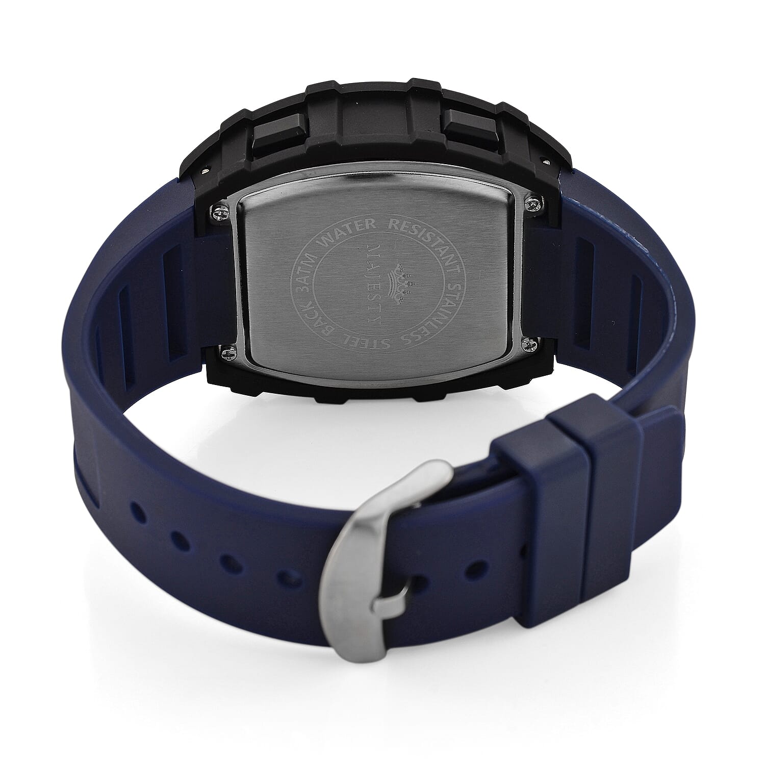 MAJESTY Digital Electronic 3ATM WR LCD Dial - Black Case Mens Watch with Blue TUP Strap
