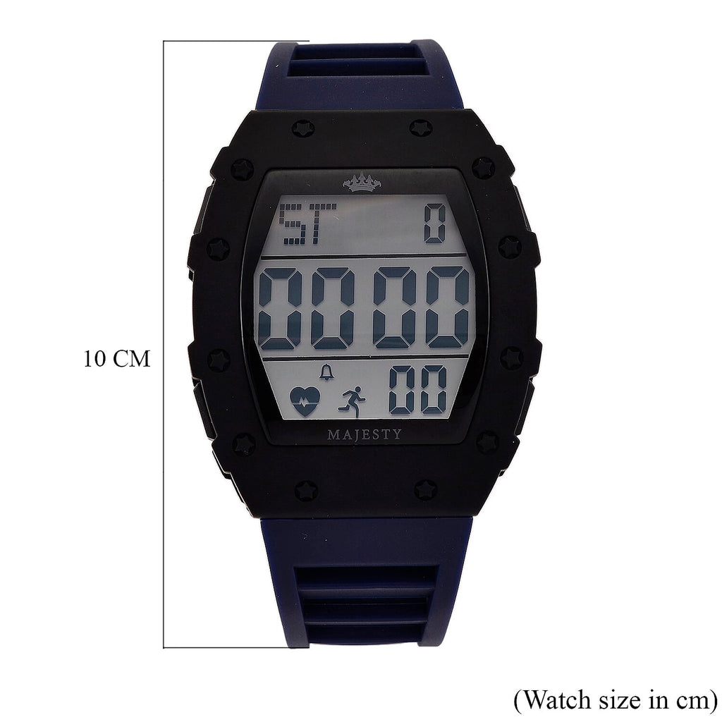 MAJESTY Digital Electronic 3ATM WR LCD Dial - Black Case Mens Watch with Blue TUP Strap