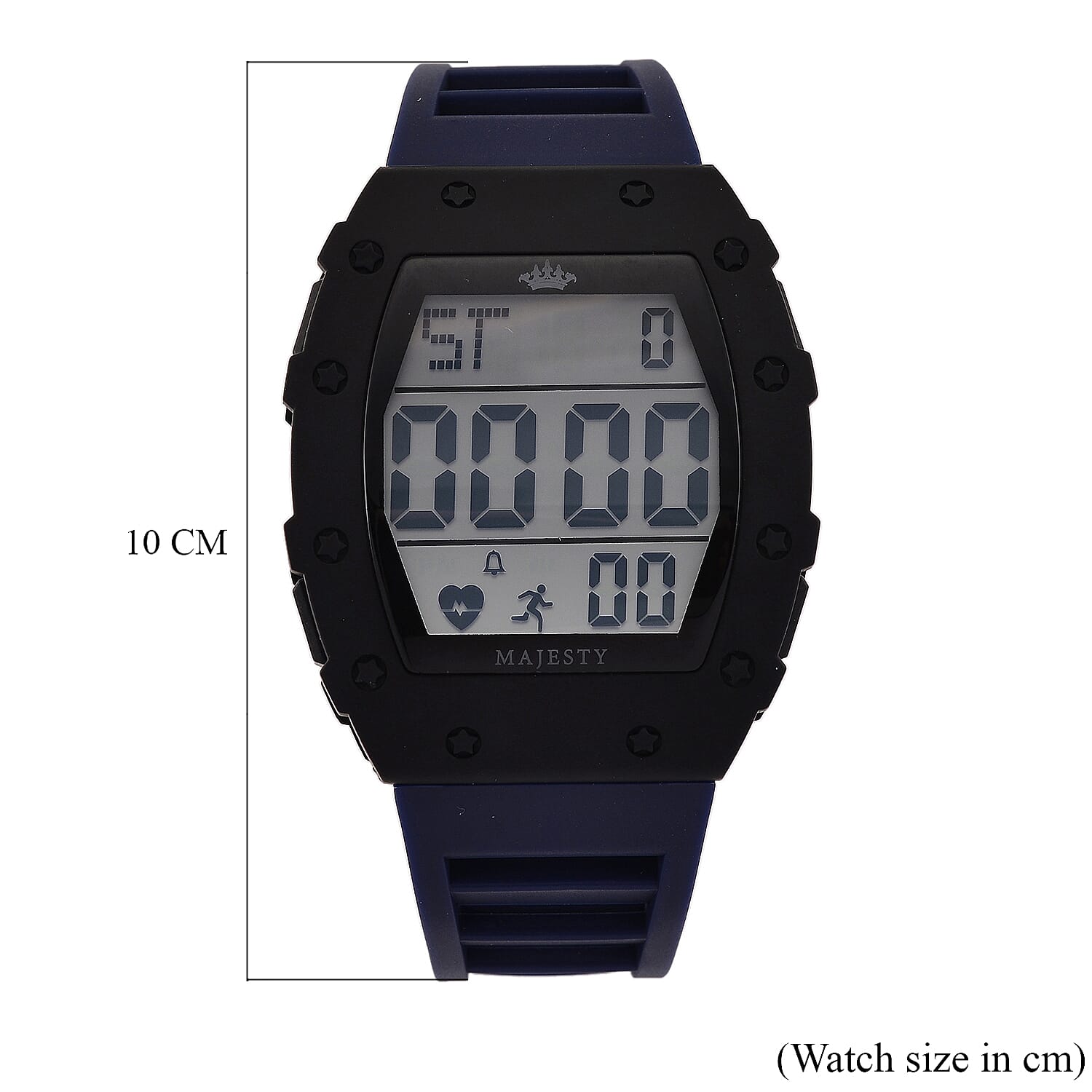MAJESTY Digital Electronic 3ATM WR LCD Dial - Black Case Mens Watch with Blue TUP Strap