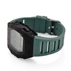 MAJESTY Digital Electronic 3ATM WR LCD Dial - Black Case Mens Watch with Cyan TUP Strap