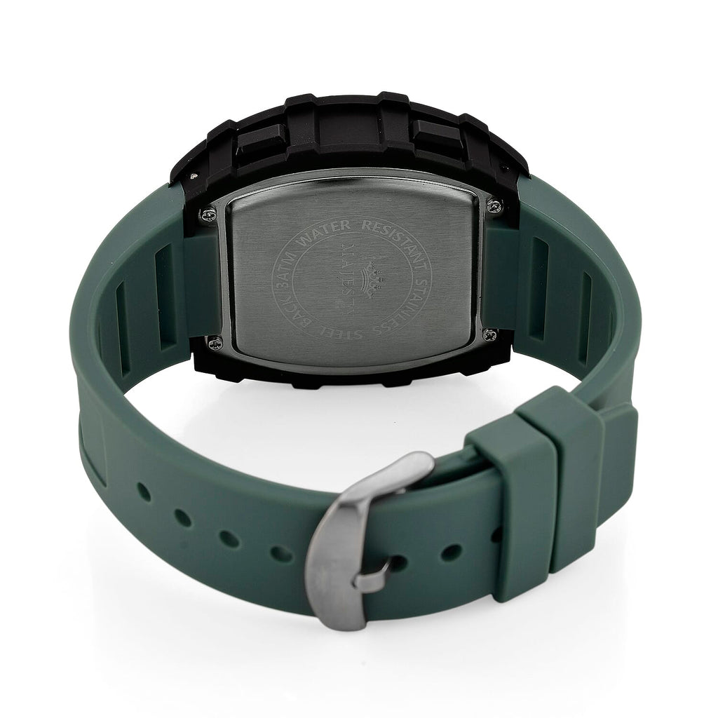 MAJESTY Digital Electronic 3ATM WR LCD Dial - Black Case Mens Watch with Cyan TUP Strap