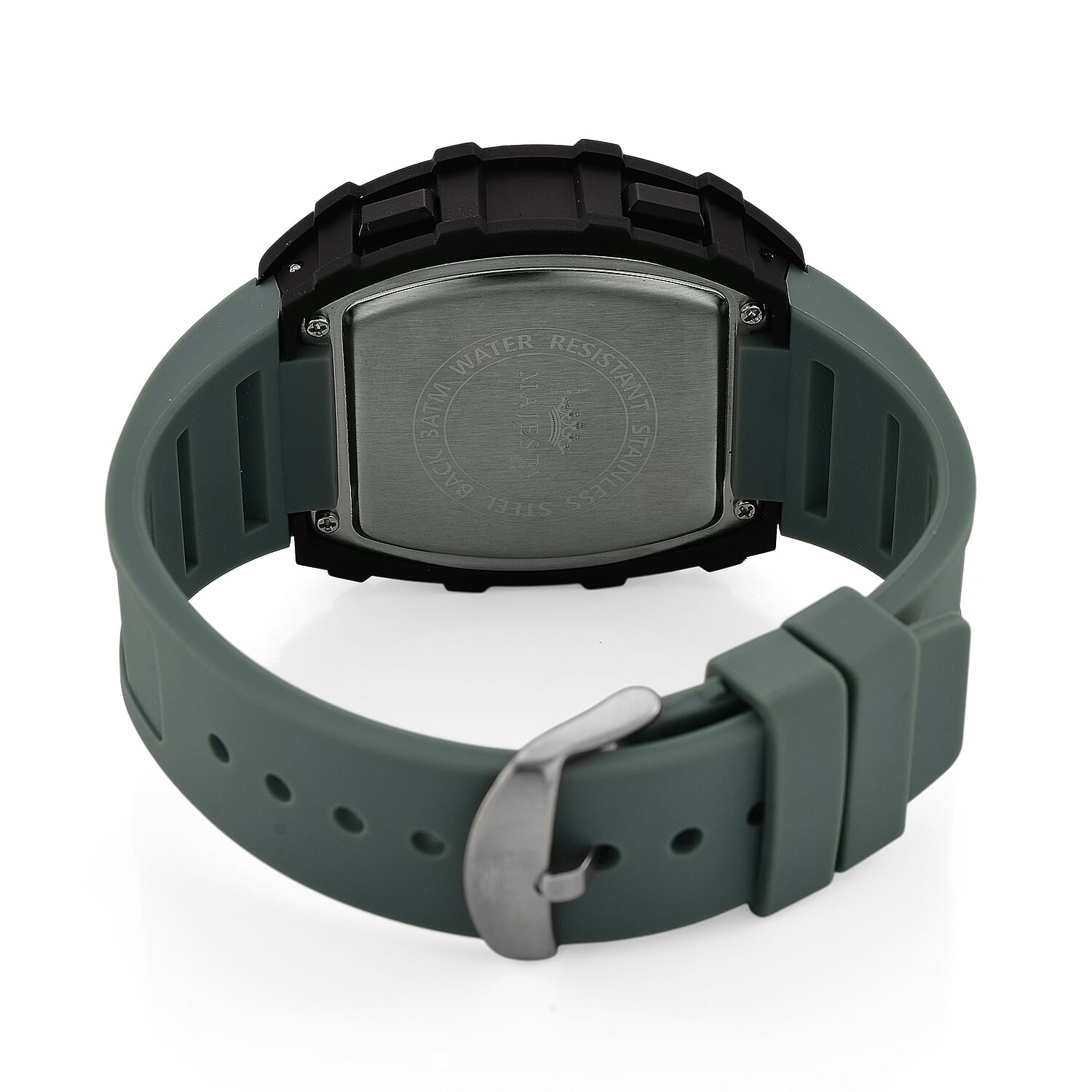 MAJESTY Digital Electronic 3ATM WR LCD Dial - Black Case Mens Watch with Cyan TUP Strap