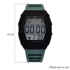 MAJESTY Digital Electronic 3ATM WR LCD Dial - Black Case Mens Watch with Cyan TUP Strap