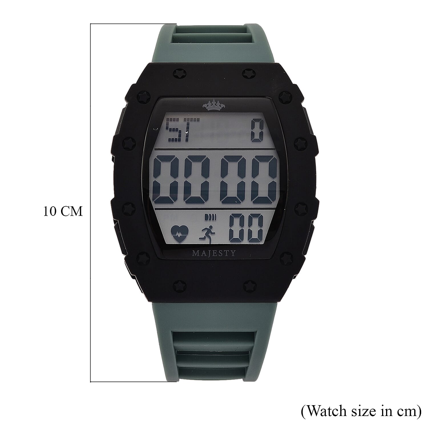 MAJESTY Digital Electronic 3ATM WR LCD Dial - Black Case Mens Watch with Cyan TUP Strap