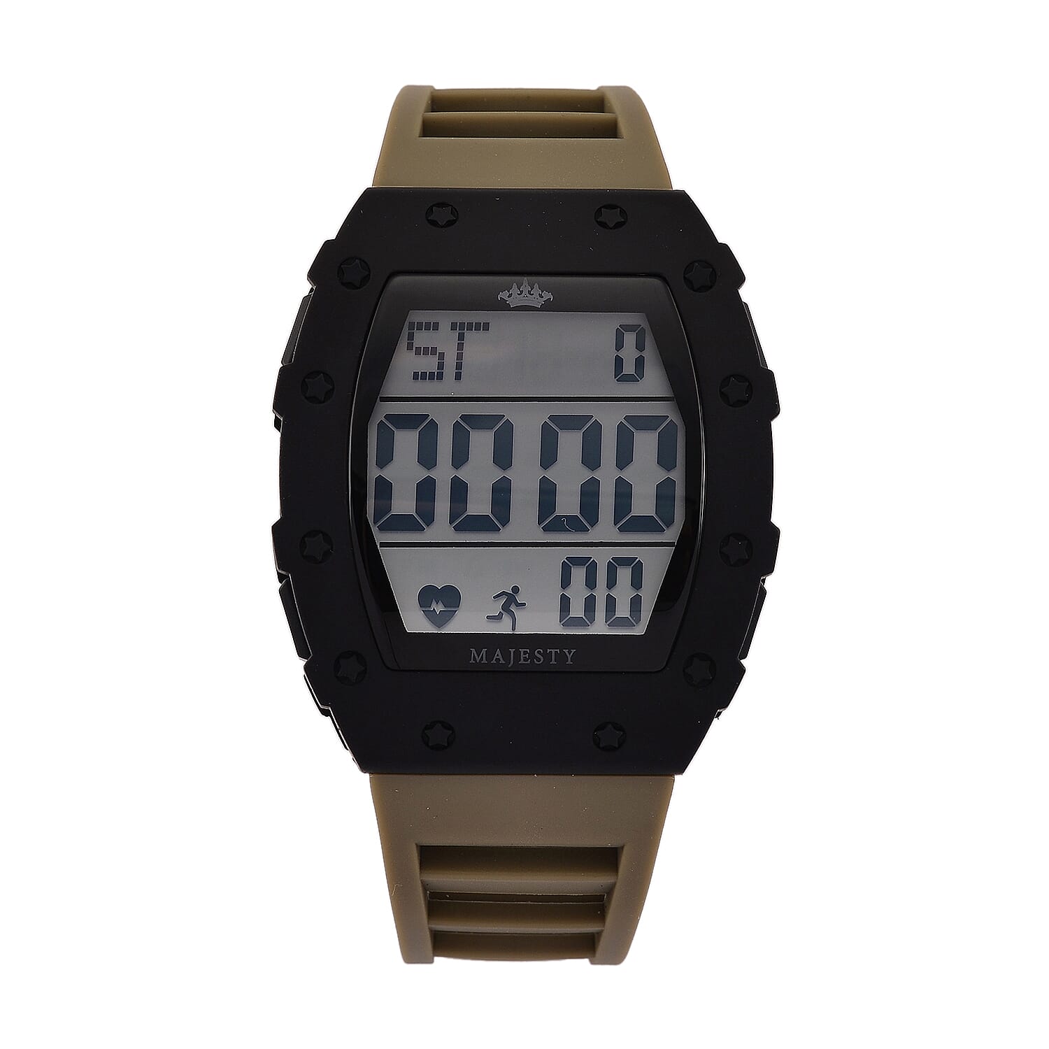 MAJESTY Digital Electronic 3ATM WR LCD Dial - Black Case Mens Watch with Coffee TUP Strap