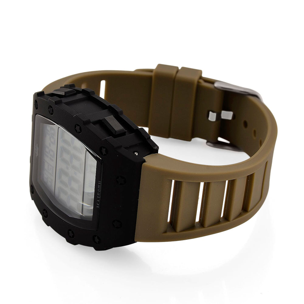 MAJESTY Digital Electronic 3ATM WR LCD Dial - Black Case Mens Watch with Coffee TUP Strap