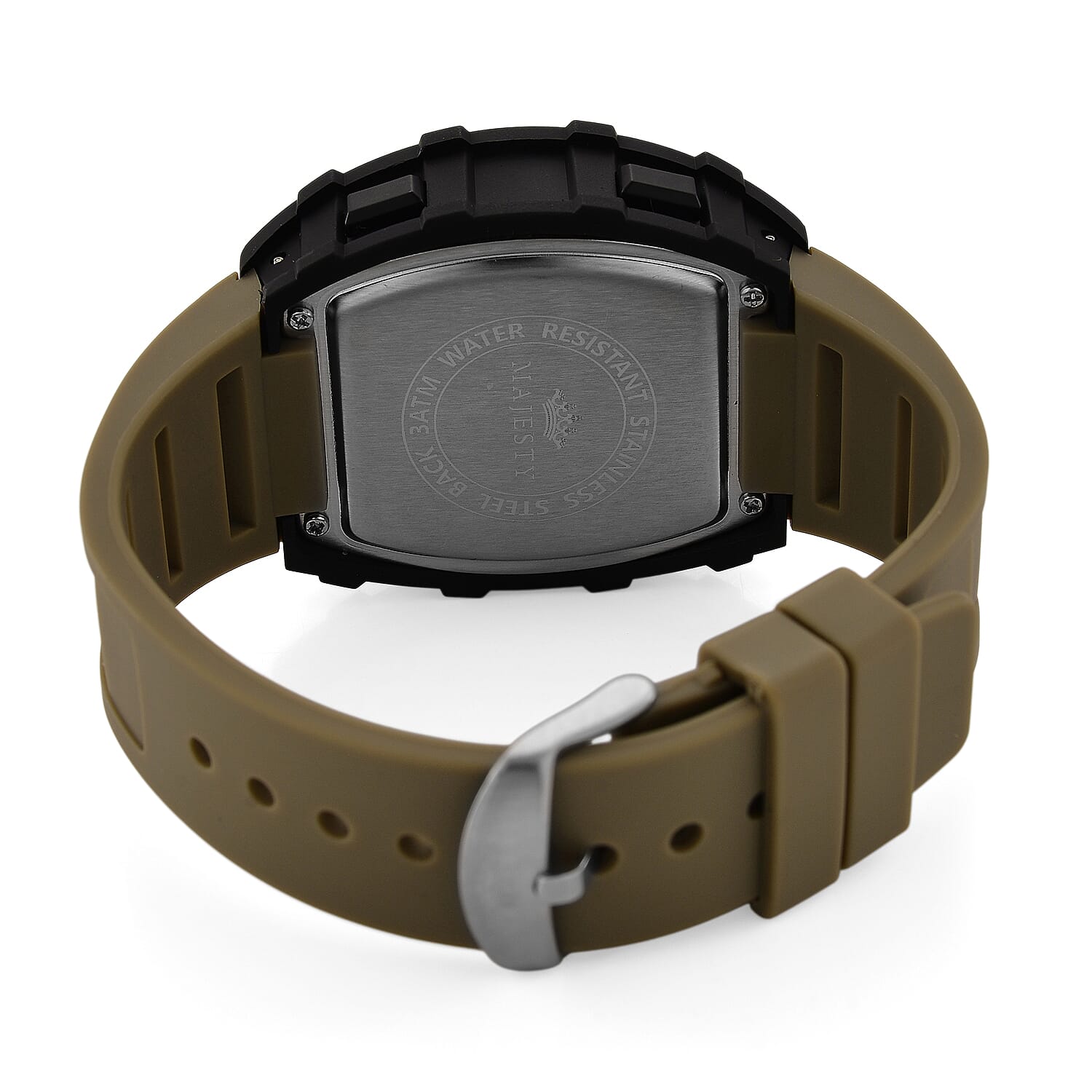 MAJESTY Digital Electronic 3ATM WR LCD Dial - Black Case Mens Watch with Coffee TUP Strap