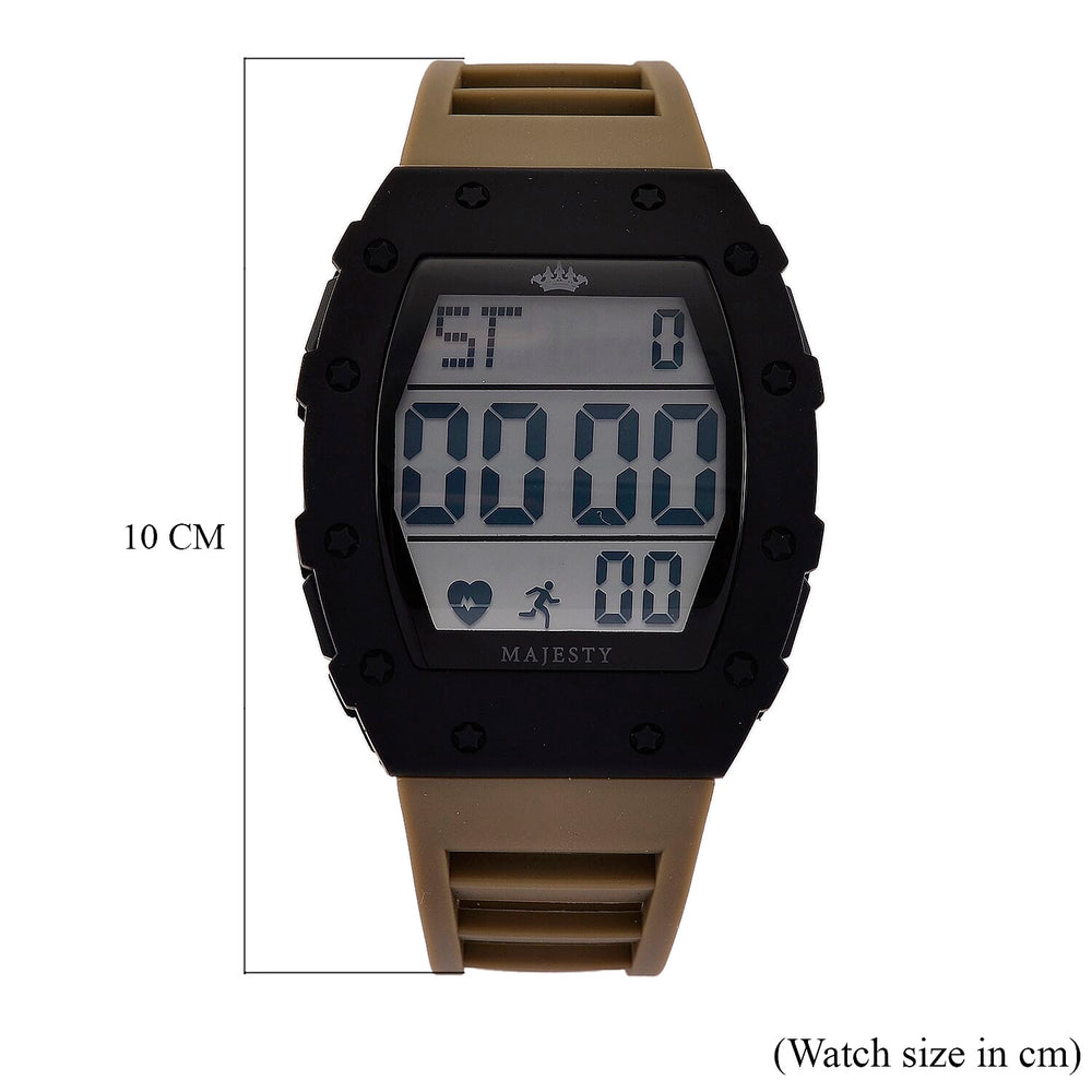 MAJESTY Digital Electronic 3ATM WR LCD Dial - Black Case Mens Watch with Coffee TUP Strap