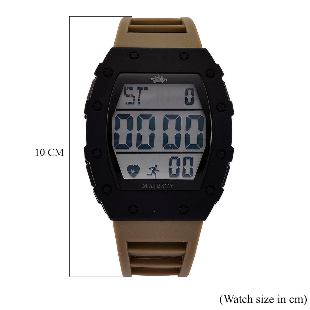 MAJESTY Digital Electronic 3ATM WR LCD Dial - Black Case Mens Watch with Coffee TUP Strap