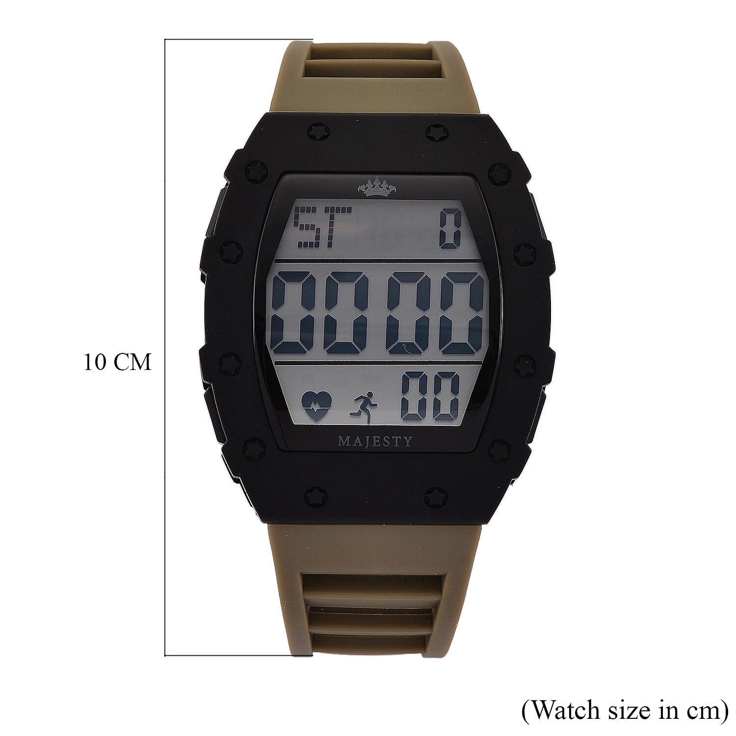 MAJESTY Digital Electronic 3ATM WR LCD Dial - Black Case Mens Watch with Coffee TUP Strap