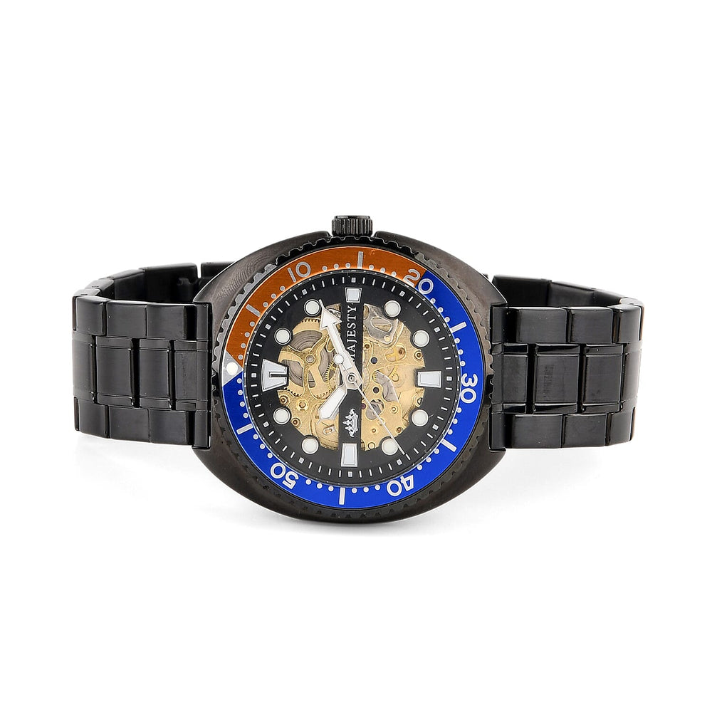 ONE TIME OFFER - MAJESTY VOYAGER Automatic Mechanical 3ATM WR Mens Watch with Black Stainless Steel Strap - Black