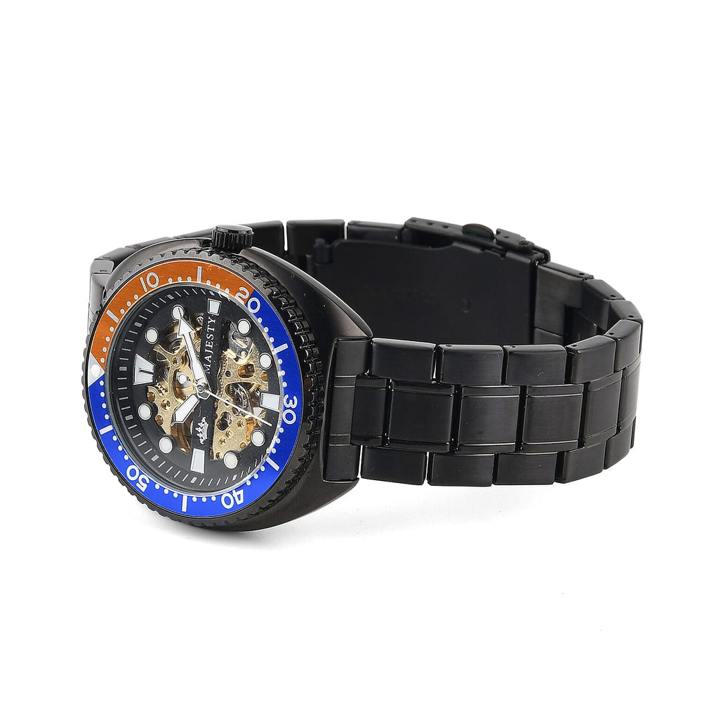 ONE TIME OFFER - MAJESTY VOYAGER Automatic Mechanical 3ATM WR Mens Watch with Black Stainless Steel Strap - Black