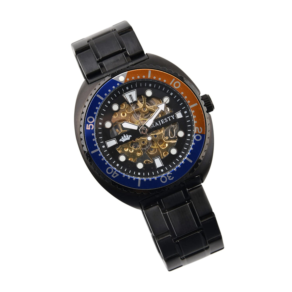 ONE TIME OFFER - MAJESTY VOYAGER Automatic Mechanical 3ATM WR Mens Watch with Black Stainless Steel Strap - Black