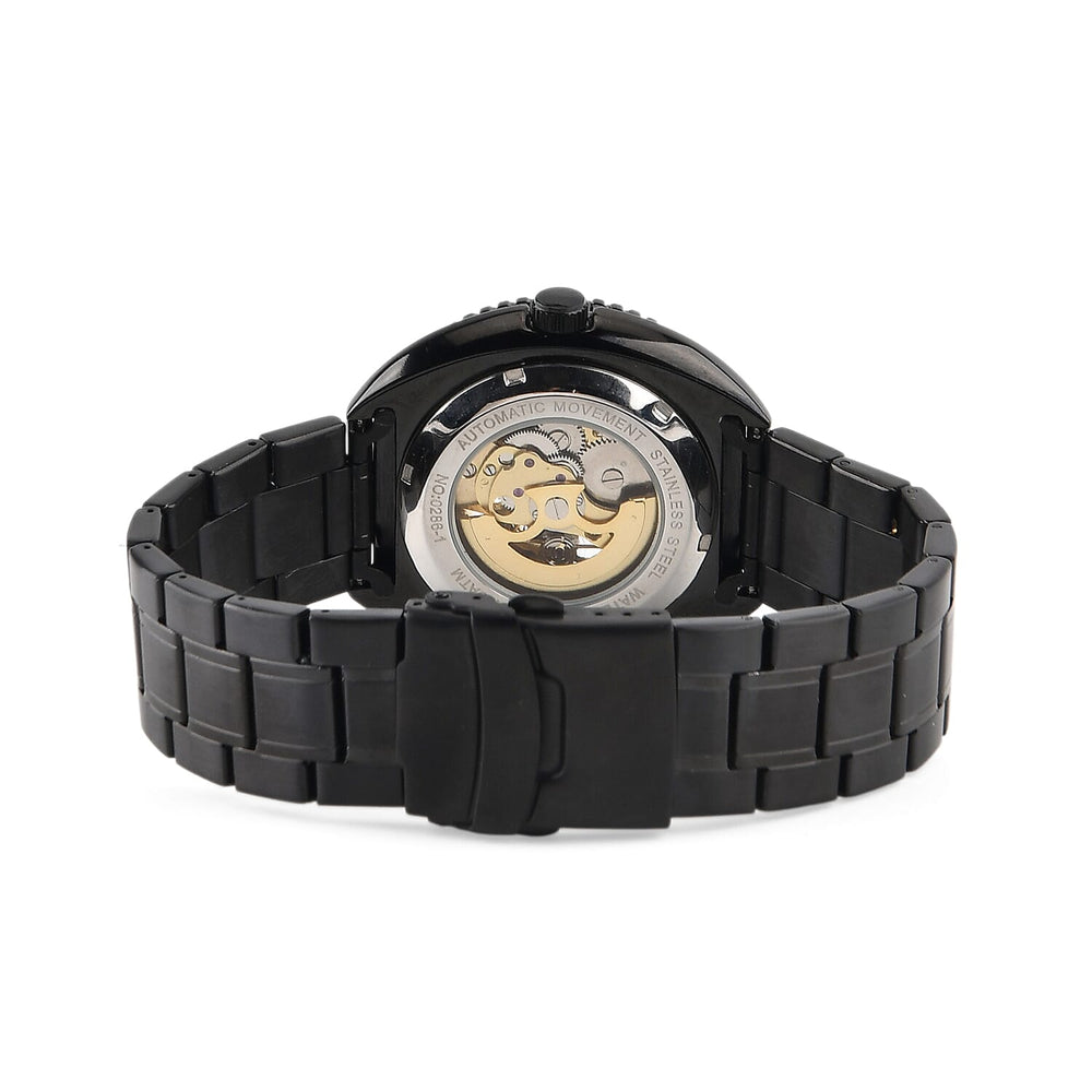 ONE TIME OFFER - MAJESTY VOYAGER Automatic Mechanical 3ATM WR Mens Watch with Black Stainless Steel Strap - Black