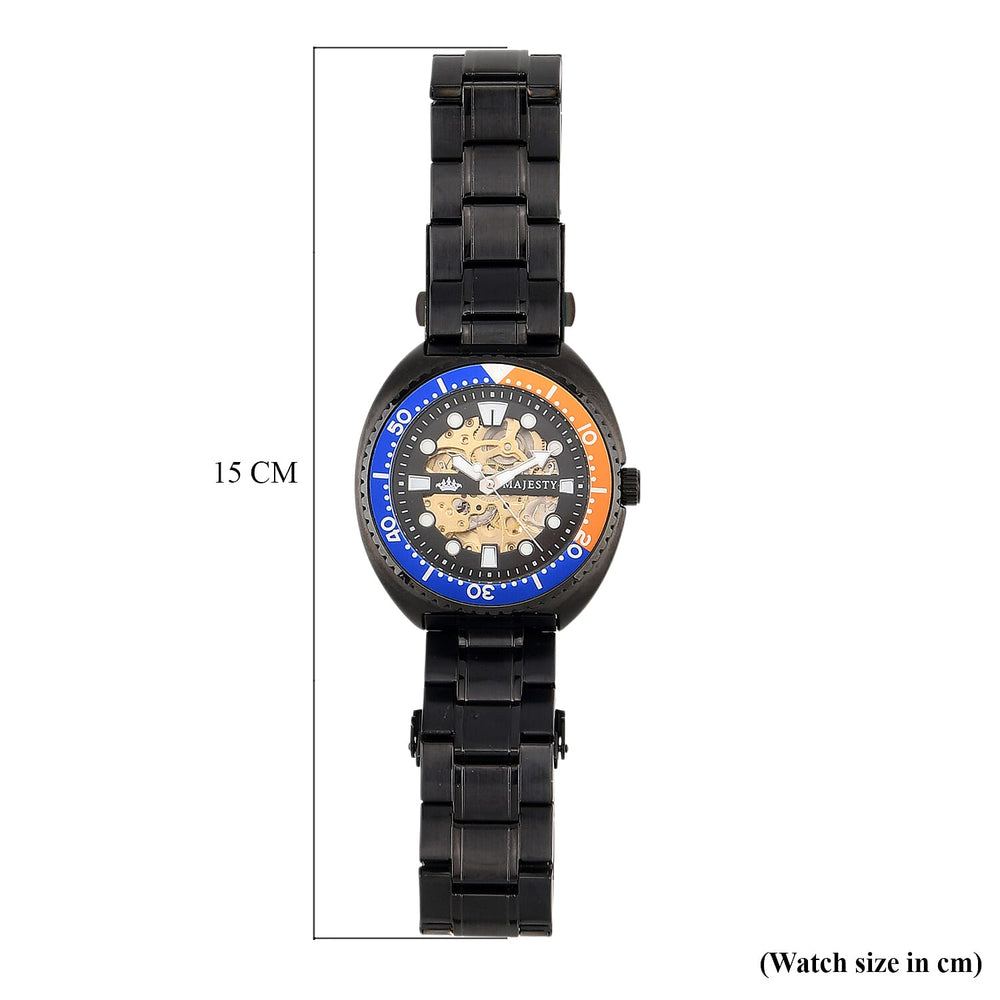 ONE TIME OFFER - MAJESTY VOYAGER Automatic Mechanical 3ATM WR Mens Watch with Black Stainless Steel Strap - Black