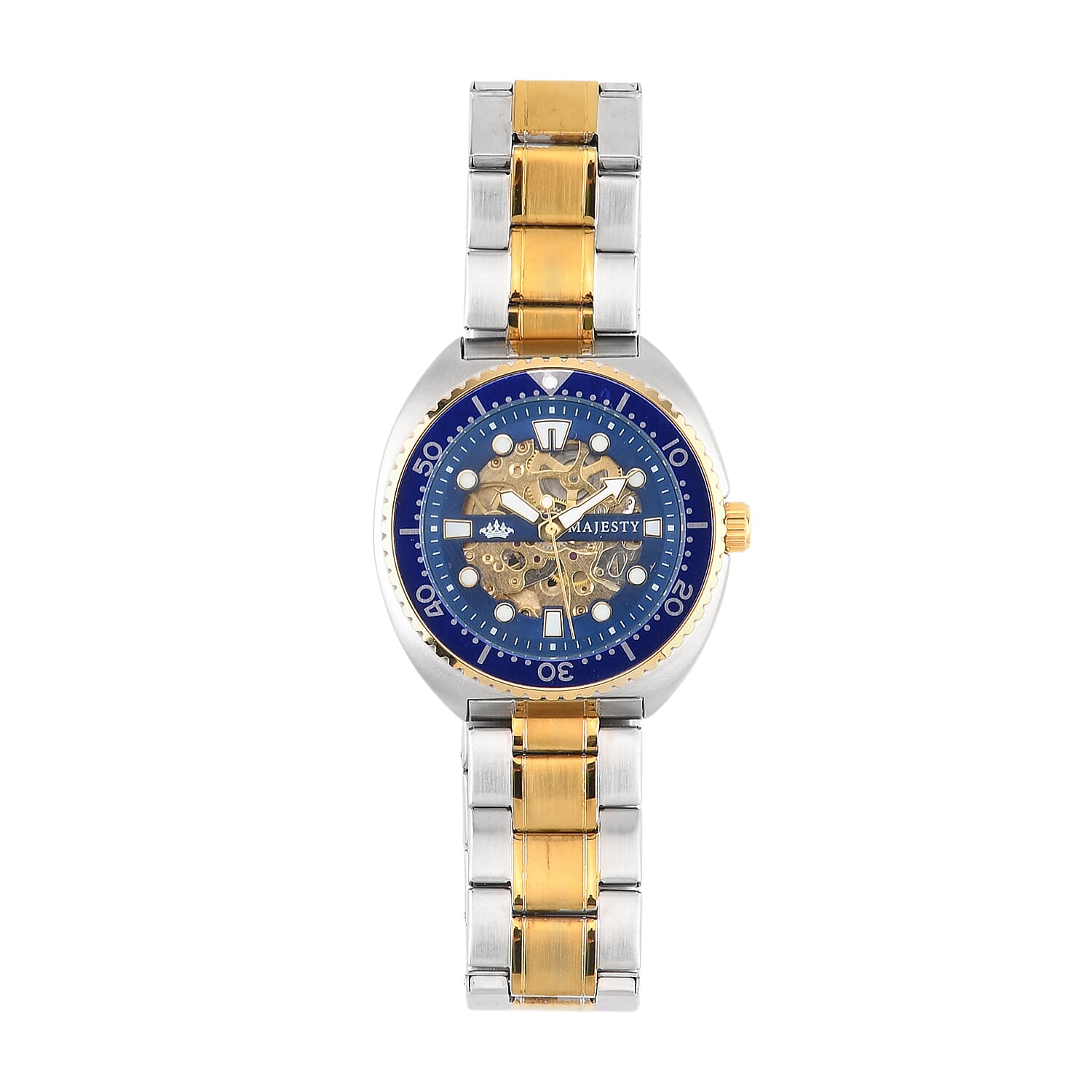 ONE TIME OFFER - MAJESTY VOYAGER Automatic Mechanical 3ATM WR Mens Watch with Dual Tone Stainless Steel Strap - Black