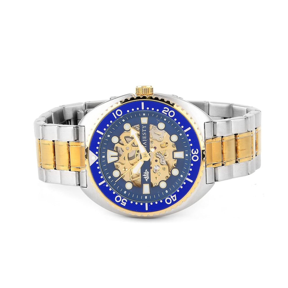 ONE TIME OFFER - MAJESTY VOYAGER Automatic Mechanical 3ATM WR Mens Watch with Dual Tone Stainless Steel Strap - Black