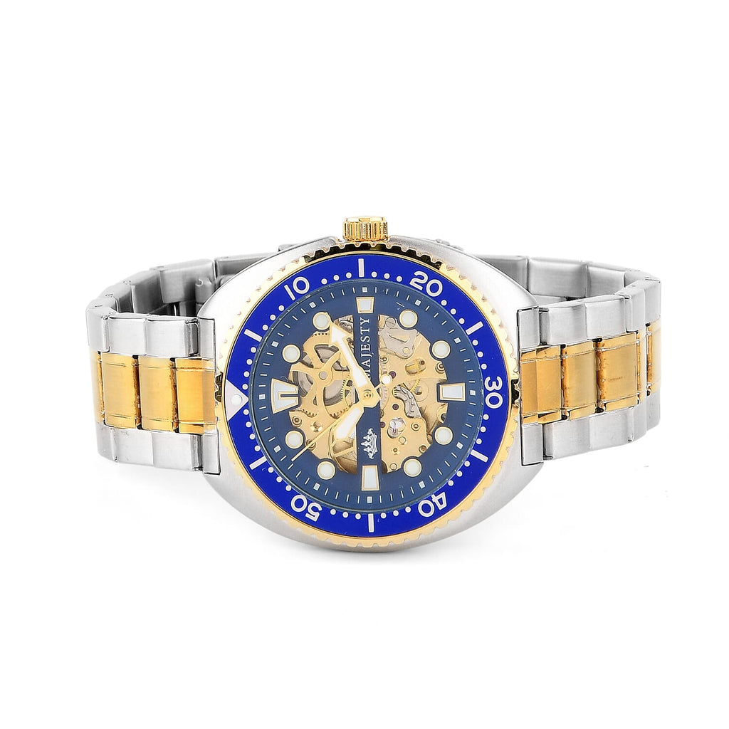 ONE TIME OFFER - MAJESTY VOYAGER Automatic Mechanical 3ATM WR Mens Watch with Dual Tone Stainless Steel Strap - Black