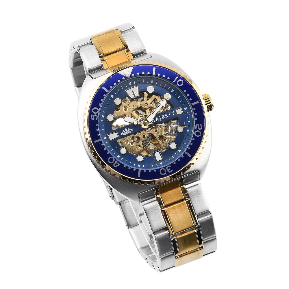 ONE TIME OFFER - MAJESTY VOYAGER Automatic Mechanical 3ATM WR Mens Watch with Dual Tone Stainless Steel Strap - Black