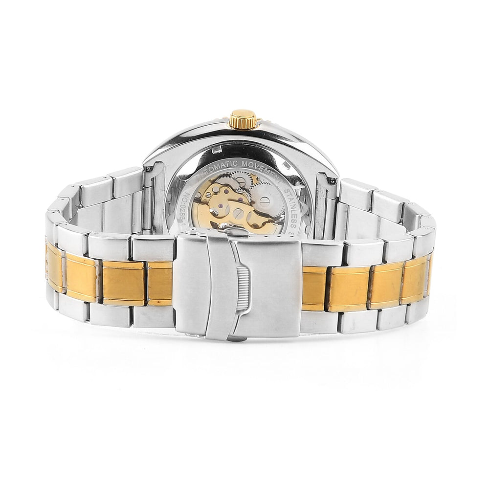 ONE TIME OFFER - MAJESTY VOYAGER Automatic Mechanical 3ATM WR Mens Watch with Dual Tone Stainless Steel Strap - Black