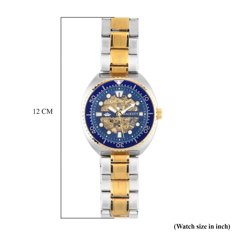 ONE TIME OFFER - MAJESTY VOYAGER Automatic Mechanical 3ATM WR Mens Watch with Dual Tone Stainless Steel Strap - Black