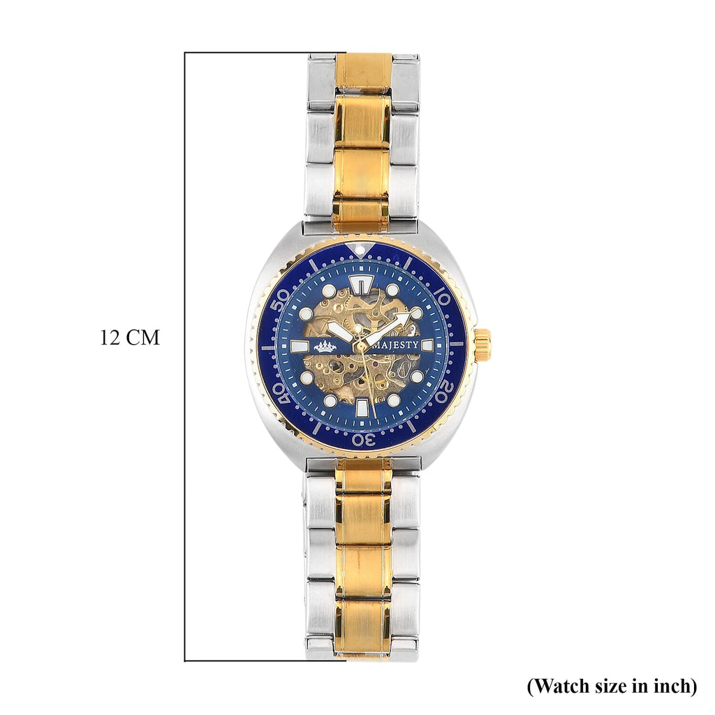 ONE TIME OFFER - MAJESTY VOYAGER Automatic Mechanical 3ATM WR Mens Watch with Dual Tone Stainless Steel Strap - Black