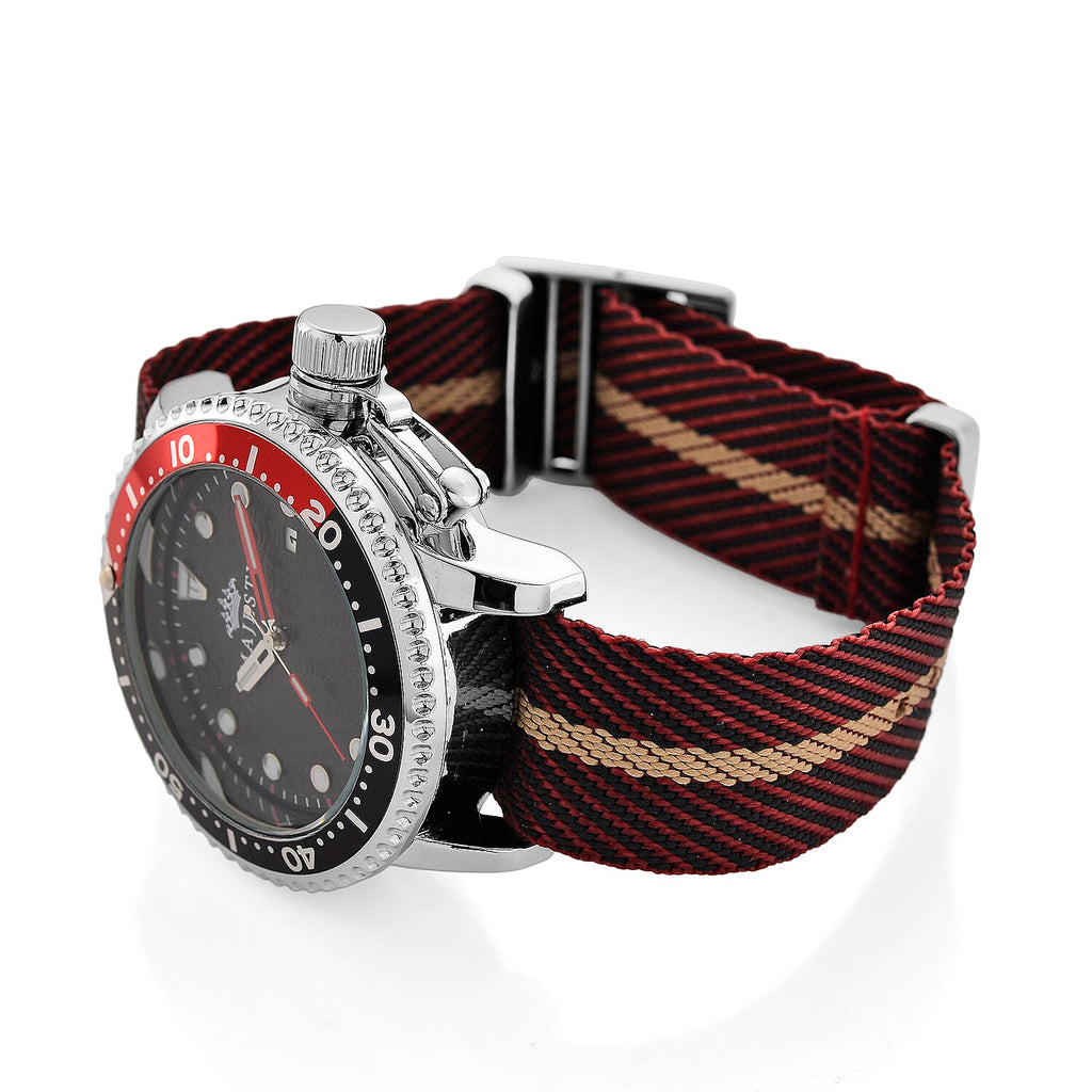 COLLECTORS EDITION - MAJESTY FIELDMASTER Quartz PC32 3ATM WR Black Hydraulic Dial - Silver Case Mens Watch with Brown Nylon Strap