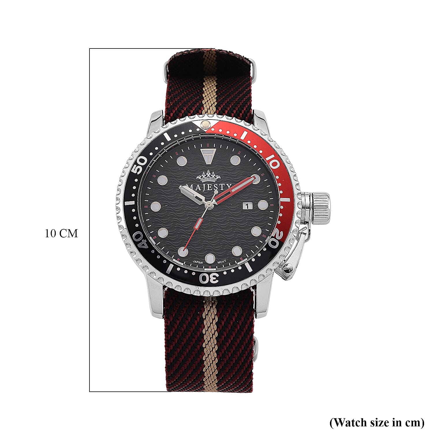 COLLECTORS EDITION - MAJESTY FIELDMASTER Quartz PC32 3ATM WR Black Hydraulic Dial - Silver Case Mens Watch with Brown Nylon Strap