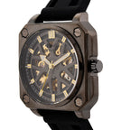 MAJESTY Automatic Mechanical 3ATM WR Black Hollow Dial - Black Case Mens Watch with Black Silicone Strap