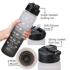 Closeout Deal - Set of 3 Sport Water Bottles with Gradient Colour Design - Black