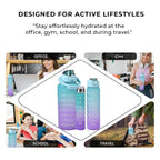 Closeout Deal - Set of 3 Sport Water Bottles with Gradient Colour Design - Blue