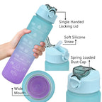 Closeout Deal - Set of 3 Sport Water Bottles with Gradient Colour Design - Blue