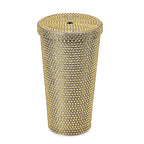 Crystal Encrusted Stainless Steel Insulated Cup with Straw & Lid (Capacity 18oz) - Champagne