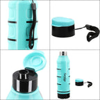 Set of 2 Wave Warm - Cold Insulated Stainless Steel Bottle Leak Proof - Blue 700 ML