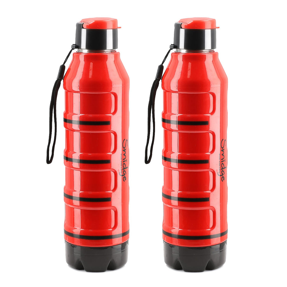 Set of 2 Wave Warm - Cold Insulated Stainless Steel Bottle Leak Proof - Red 700 ML