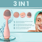 Waterproof Silicone Facial Cleansing Brush - Light Pink (with 4 Speeds - USB Charger)