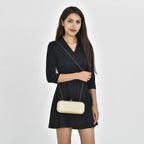 Weave Pattern Clutch Bag with Shoulder Metal Chain - Gold