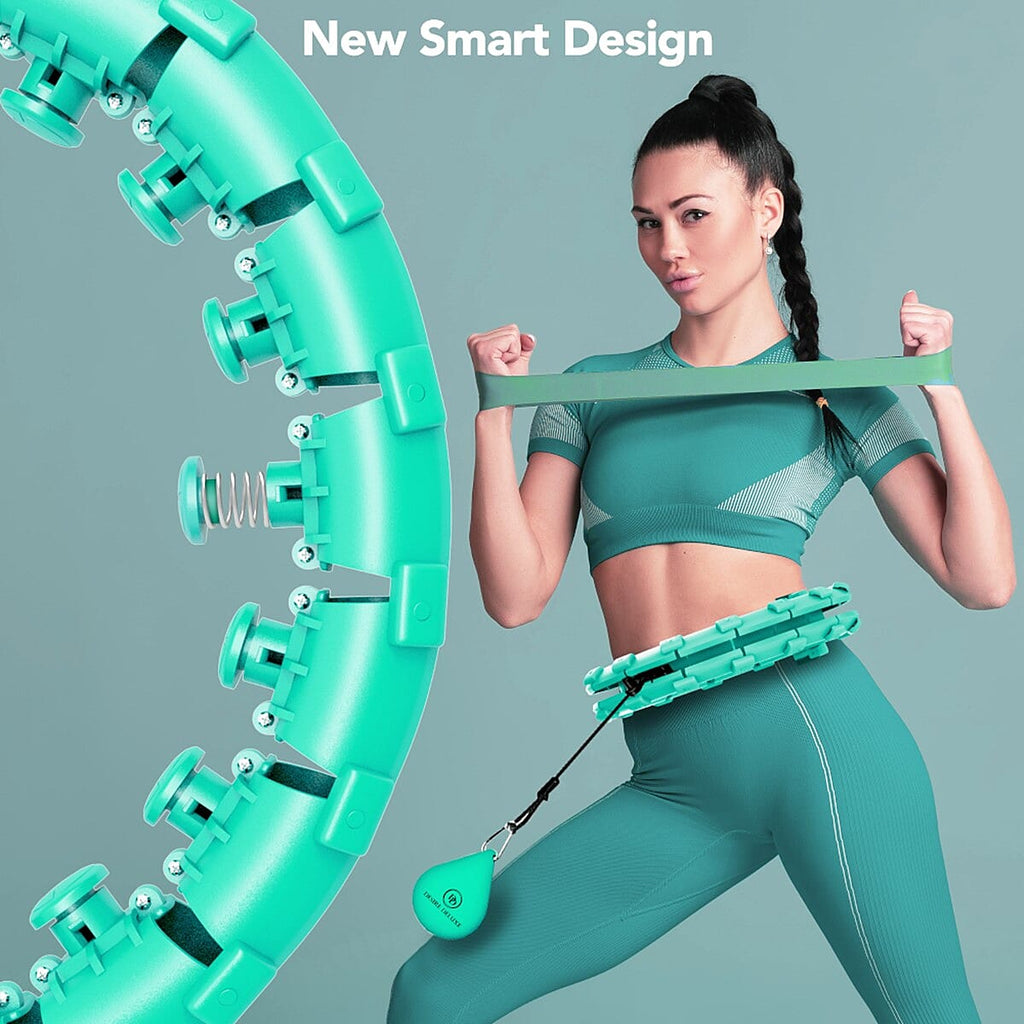 Weighted Hula Hoop - 360 Rotation - Adjustable Size - Green