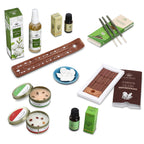 Wellness & Aroma Gift Set- Room Spray, Dual Aroma Oils, Ceramic Burner & Incense Stick and Holder