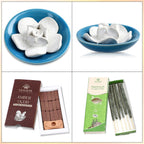 Wellness & Aroma Gift Set- Room Spray, Dual Aroma Oils, Ceramic Burner & Incense Stick and Holder