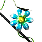 Whimsical Green Frog with Blue Rush-Up Garden Stake Decoration