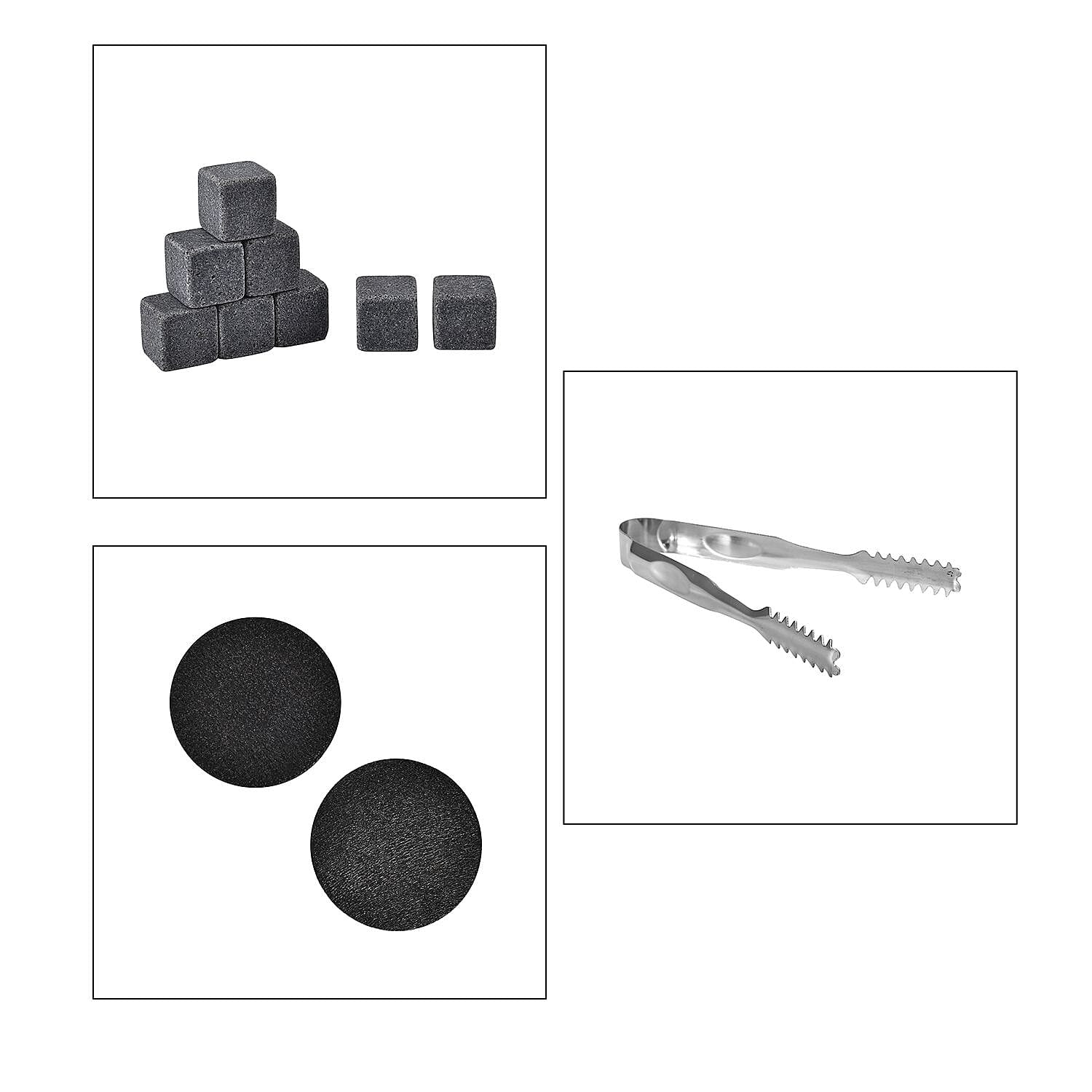 Whiskey Granite Stones and 2 Glasses Gift Set - Brown