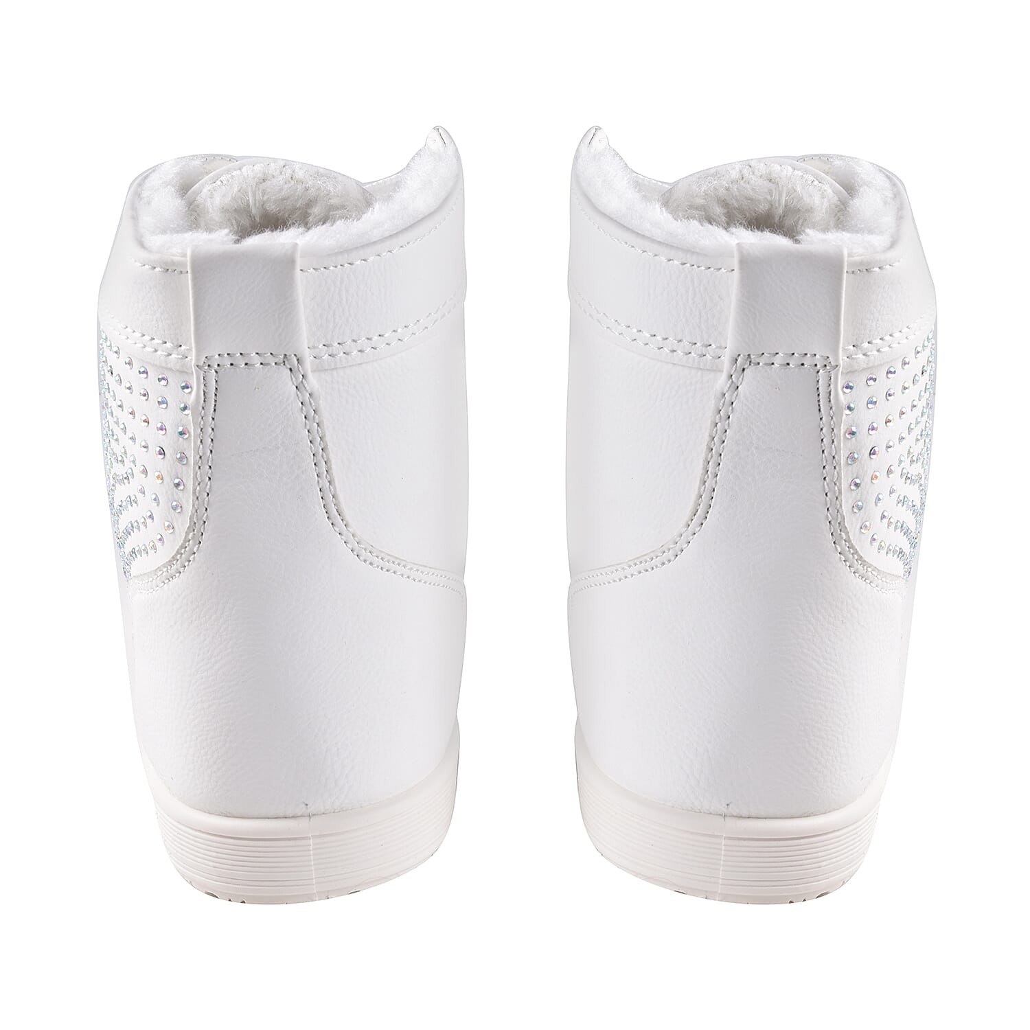 White Ankle Trainers with Faux Fur Lining (Size 3)