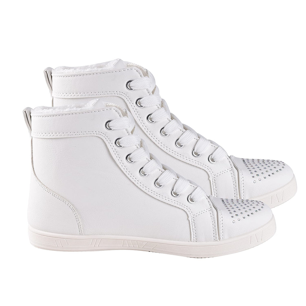 White Ankle Trainers with Faux Fur Lining (Size 3)