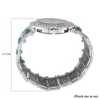 STRADA Japan Movt. Water Resistant White Dial Crystal Studded Watch with Blue Bracelet
